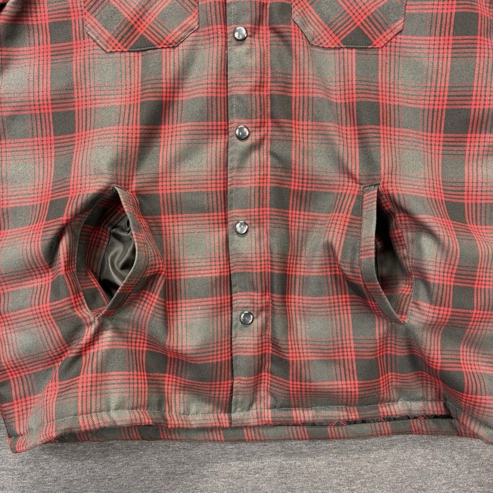 Dixxon Flannel Co Jacket Mens L The Forge Quilt Lined Snap Zip Shacket Red Gray - Picture 5 of 16
